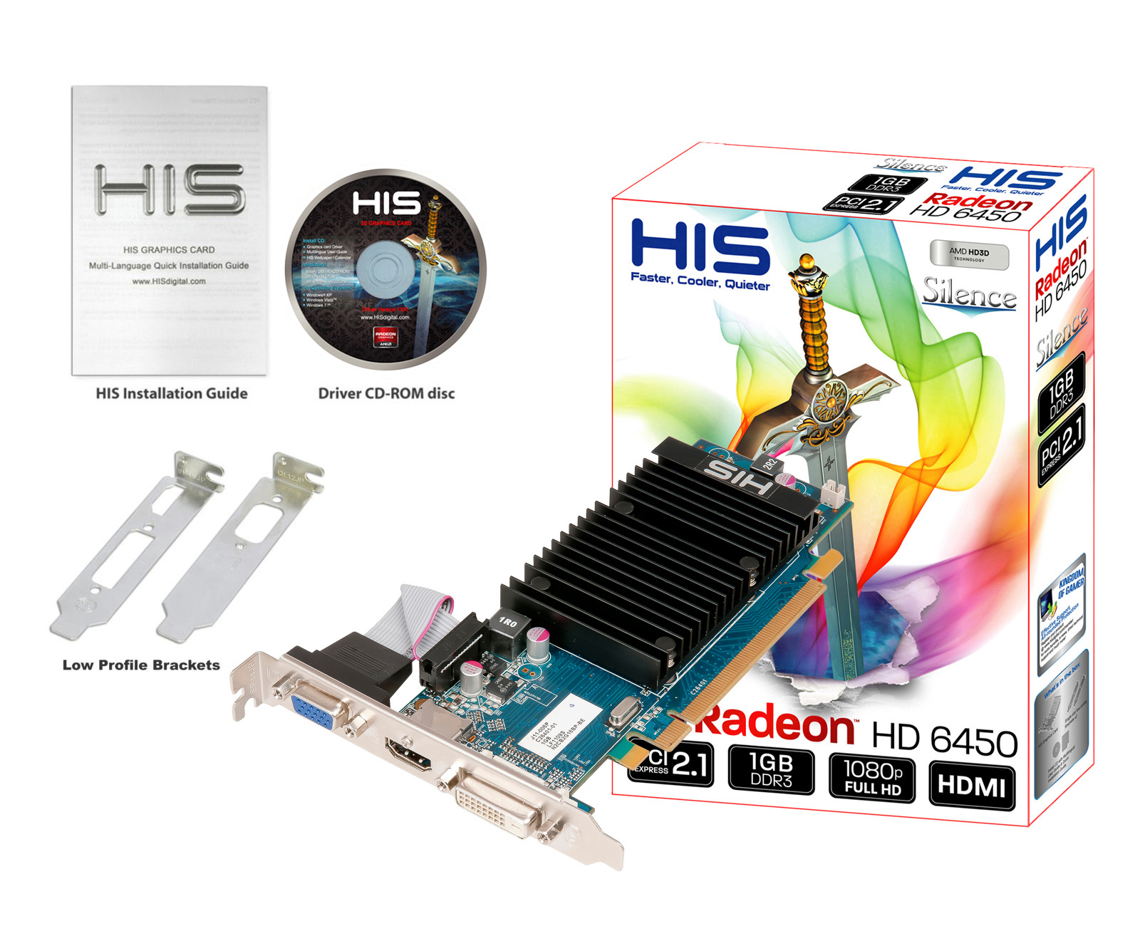 Carte Graphique AMD Radeon HD6450 - 1 Go - GDDR3 - PCI-E High Profile